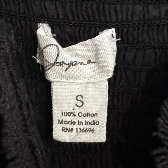 Japna Black Lace Eyelet Peplum Cami Top Small Boho Adjustable Straps 100% Cotton - Picture 4 of 6